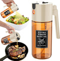 2-in-1 Dark Glass Oil Sprayer & Dispenser, Beige Fine Mist No-Drip | 500ml dark glass for daily cooking, kitchen counter, salad & baking; food-safe, 304 filter, wide-mouth refill and cleaning.