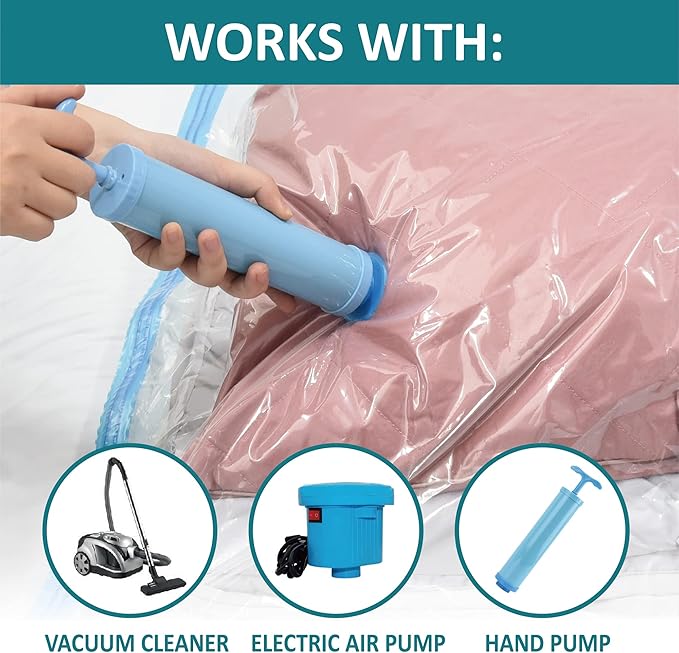 MattEasy Space Saver Vacuum Storage Bags, 6 Pack Jumbo Space Saver Bags with Pump, Storage Vacuum Sealed Bags for Clothes, Comforters, Blankets, Bedding (Jumbo)