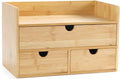 Bamboo Desk Organizer with Drawers, Desktop Storage for Office Supplies | 3 Drawers Desktop organizer, No Assembly Required, Natural Wood Wooden Desktop Drawers Box for Bills, Cosmetics, Seals, Paper