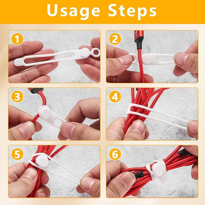 10 Pcs Silicone Cable Ties, Reusable Cord Organizer, High Elasticity Cable Management Straps for Home Office Kitchen Appliances Cords Wires