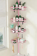 DAOYA Corner Shower Caddy Tension Pole - Corner Shower Organizer Pink Cute | Bathroom Shower Shelf for Shampoo, 25–114 Inch Shower Rack for Renter/Apartment, 4 Tier, Sturdy, Large Capacity, Save Space