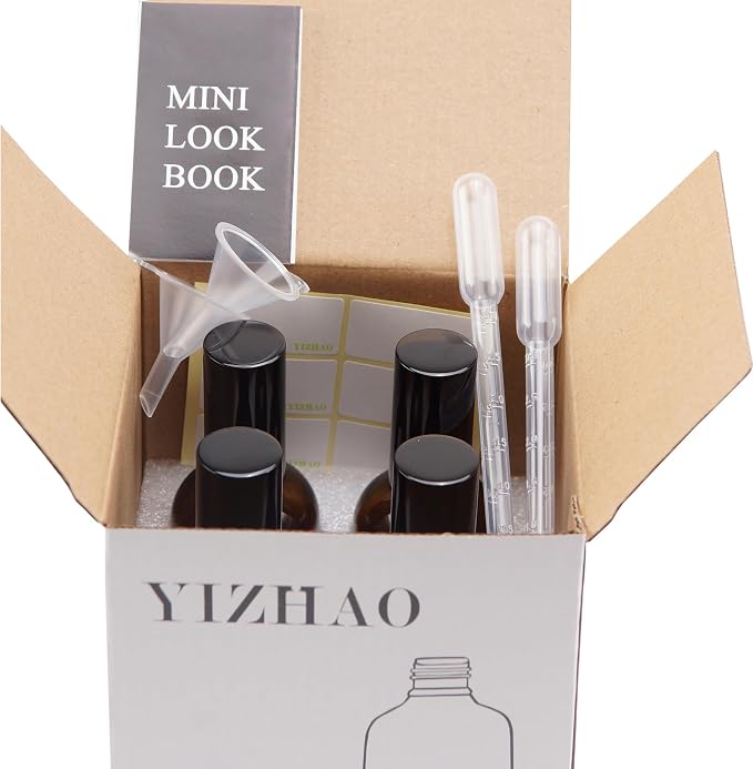 YIZHAO Blue Glass Spray Bottles 4oz, with Small Fine Mist Spray, Metal Cap, Refillable for Essential Oil,Travel,Cleaning,Perfume,Aromatherapy,Makeup – 4 Pcs