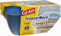 Glad Gladware Freezerware Food Storage Containers, Large Rectangle Holds 64 Ounces of Food, | Tupperware, Plastic Container, Meal Prep Container, Plastic Containers with Lids 2 Count (Pack of 6)