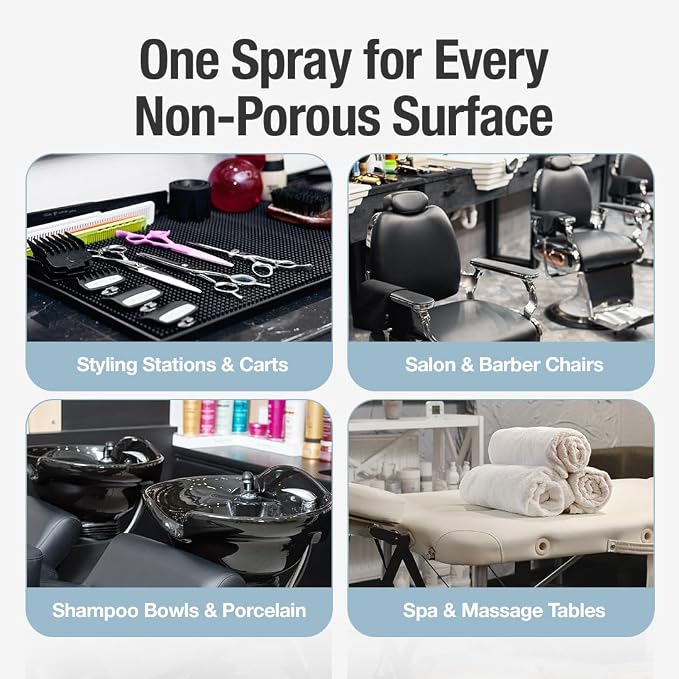 BARBICIDE RTU (Ready-to-Use) Professional Surface Spray, Hospital Grade Cleaner for Salons, Barbershops & Spas, EPA Registered Non-Aerosol Mist for Non-Porous Surfaces, 15 Oz, 2 Pack