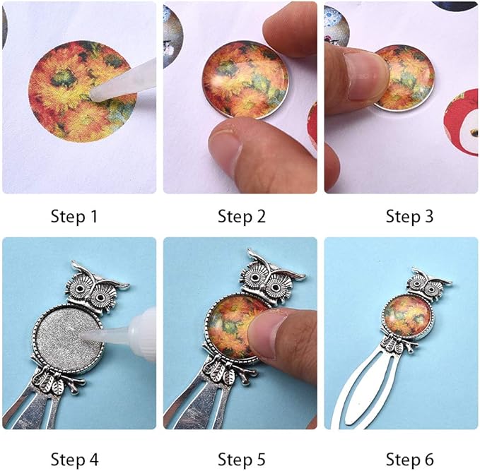SUNNYCLUE 12Pcs 2 Styles Ruler Bookmark Pendant Tray Kit with 8Pcs Bookmark Cabochon Setting 4Pcs Ruler Cabochon with Clear Oval Round Glass Cabochon for DIY School Office Supplies Book Gifts Making