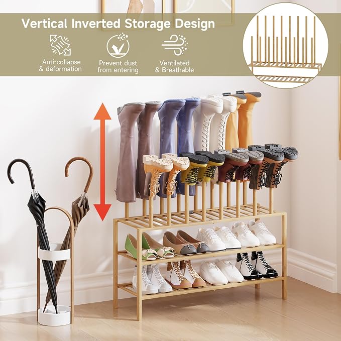 Detachable Boot Rack For Tall Boots Organizer,Outdoor Shoe Rack Storage | 3-Tier Multiuse Shoe Rack For Tall Boots,Closet Organizers And Entryway Storage,Suitable For All Seasons