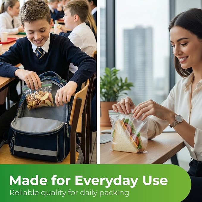 Sandwich Bags 150 Count Resealable, Super Strong Zipper 5.9" x 6.7" Size Perfect For School, Work and Lunch Prep Reusable Sandwich Bags