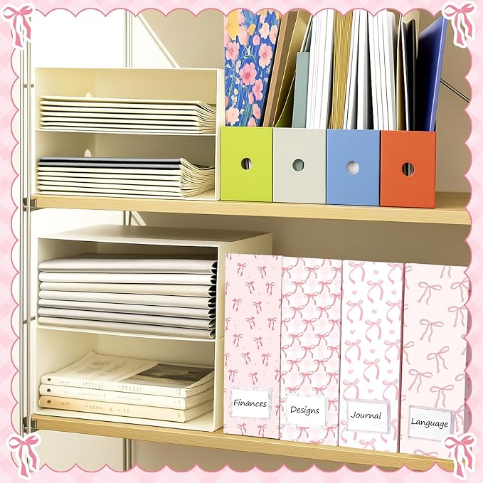 AmazingSpark Pink Bow Magazine File Holder Decorative Set of 4