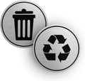 Trash and Recycle Stickers Set of 2 | Indoor Outdoor UV Stable & Weatherproof | Kitchen Pantry Office Organization | Garbage Bin and Waste Basket Label | 3x3 Inch Round Recycling and Trash Sticker