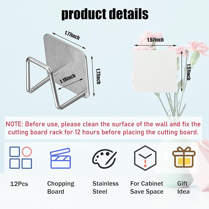 Aogigigio Under Cabinet Cutting Board Holder - 12 Pcs Pot Lid Organizer for Cabinet Cutting Board Holder Rack Storage Stainless Steel Under Shelf Counter Chopping Board Holder