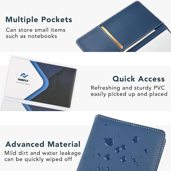 Leather Professional Business Card Holder Organizer Book - 300 Card Capacity Premium PU Folder with Soft Cover, Name Card Credit Cards Binder for Men/Women, Dark Blue