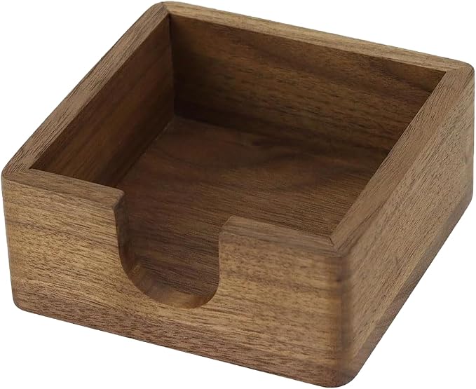 Buqoo North American Black Walnut Wood Sticky Note Holder | Pad Holder for Desk, Memo Holder Paper Dispenser, Desktop Accessories Organizer for Office School Home