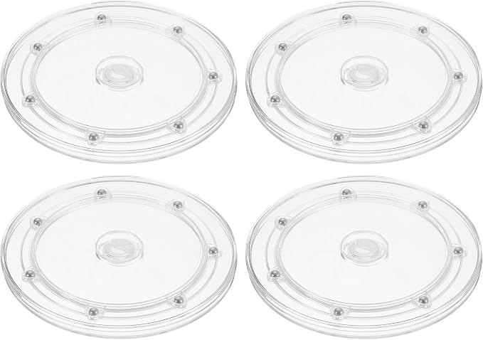 uxcell 4Pcs Acrylic Lazy Susan Turntable, 6.5 Inch Clear Turntable Organizer Ball Bearing 360 Degree Rotating Tray for Spice Rack Table Cake Kitchen Pantry Decorating Bathrooms