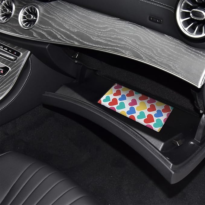 LumiMokki Premium Car Registration & Insurance Card Holder with Magnetic Shut, Vehicle Glove Box Car Organizer - For Documents, Cards, License (Heart symbol)