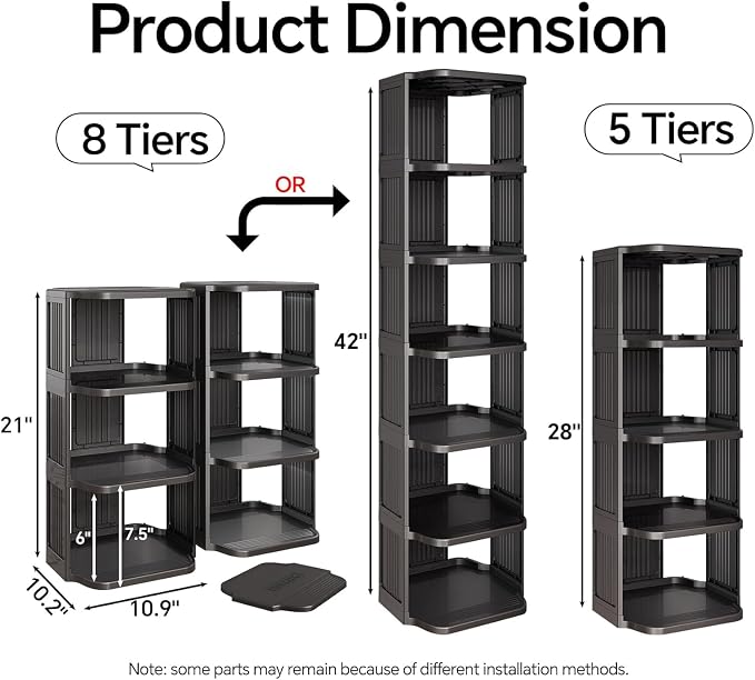 Shoe Racks for Closet, 5 Tiers Stackable Shoe Rack for Front Door Entrance Free Standing Plastic Shoe Stand Narrow Tall Vertical Shoe Rack, Closet Shoe Organizer for Small Spaces Shoe Storage