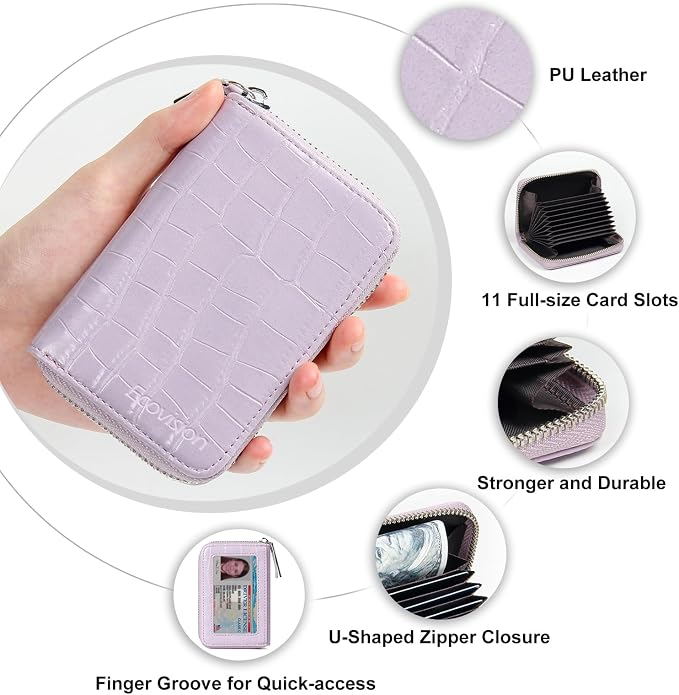 Credit Card Wallet, RFID Card Case Wallet, Zipper Card Cases Holder for Men Women, RFID Blocking, KeyChain Wallet, Compact Size Card Organizer Case for Women