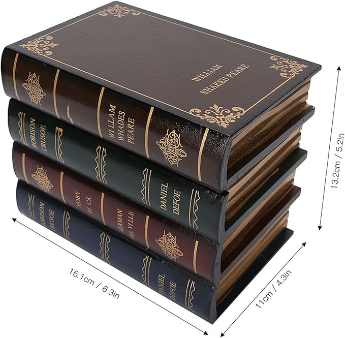 CHICIRIS Wooden Book Box Multi Functional Jewelry Storage Case Home Office Decor for Living Room Bedroom Dresser Organization and Office Bookcase Ornaments