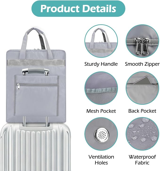 ZHIERNA Shoe Bags for Travel with Handle, Travel Shoe Bags for Packing, Portable Shoes Storage Bag Organizer, Travel Luggage Shoe Bag for Women Men Holds 6 Pair of Shoes (Grey)