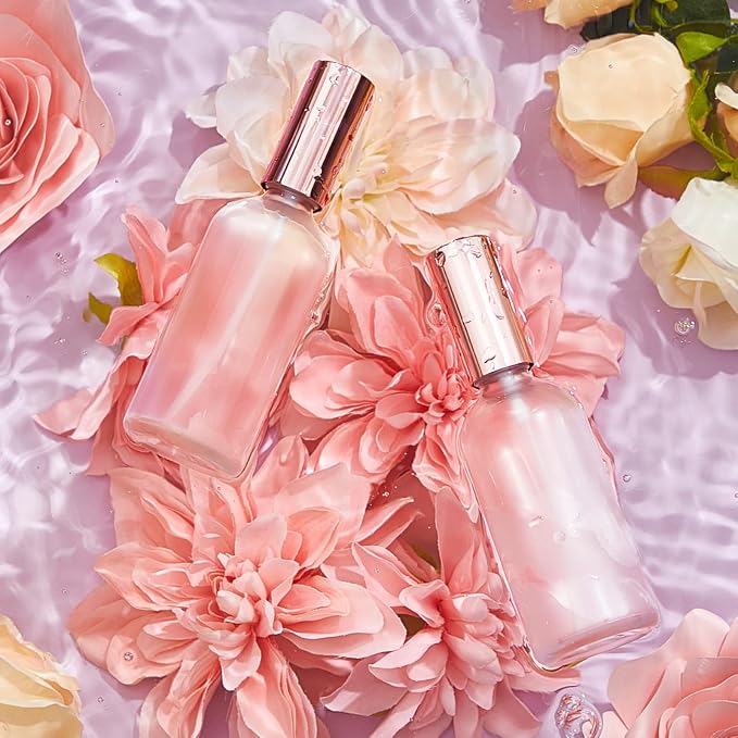 Roshtia 30 Pcs Glass Spray Bottle Clear Empty Bottles Small Refillable Reusable Perfume Bottle with Fine Mist Sprayer Pump for Face Body Travel(3.4 oz,Rose Gold)