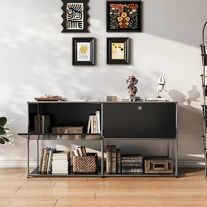 Modern Storage Cabinet Sideboard Versatile Free-Standing Organizer Cabinets for Home Office, Living Room, Bedroom, Kitchen, Garage