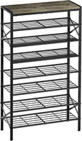 8-Tier Tall Shoe Rack Organizer Shoe Storage for Entryway 24-32 Pairs Metal Shoe Rack for Closet Heavy-Duty Shoe Rack with Wooden Top Shelf for Garage Gray