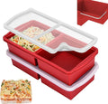 ZIP STANDING Silicone Freezer Trays with Lid,2-cup Soup Freezer Container large Ice Cube Molds with Reinforced Steel Ring Top for freezing Soup Sauce Broth Leftovers oven Dishwasher -Safe (red)