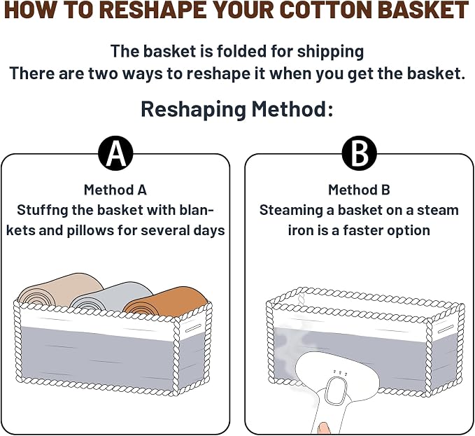 MiniArk Large Shallow Organizing Baskets 15x11x5.1 Inches - Rope Woven Storage Bins for Bathroom, Shelves, Cube Closet, White Mixed Brown 4 Packs