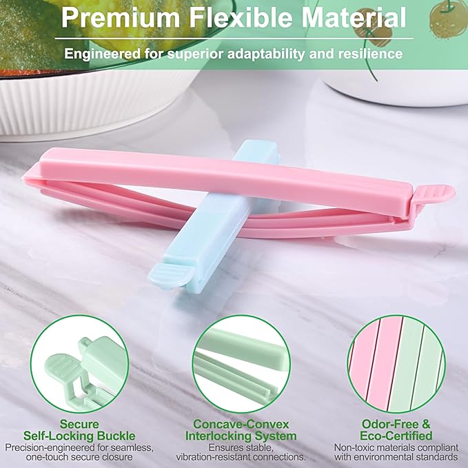30-Pack Heavy-Duty Food Storage Bag Clips, Reusable Resealable Sealing Chip Bag Clips for Snack Bags, Freezer & Microwave Safe, 6 Inch & 4.8 Inch Leakproof Clamps(2 Sizes)