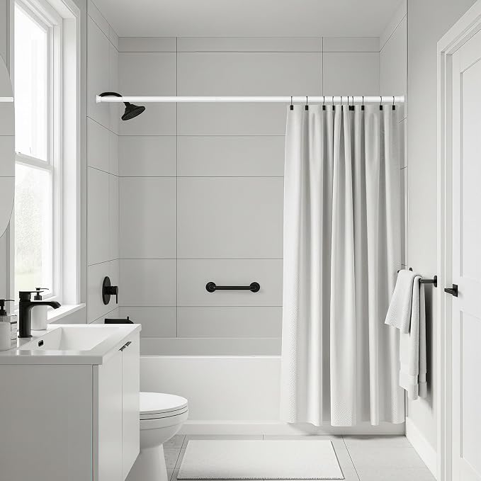 1Pack White Tension Curtain Rods 31 to 76 Inch Small Curtain Rods No Drilling Short Tension Rod Adjustable Spring Rod for Windows Door Closet Pressure Rod
