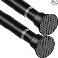 2 Pack Spring Tension Curtain Rods 24-46 Inches, Spring Loaded Curtain Rods No Drilling, Adjustable Expandable Tension Rod for Window Doorway Kitchen Curtain Bedroom Closet, Black