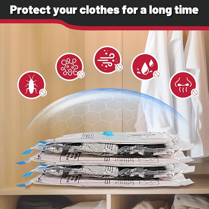 UPGOGO Combo 24 Pack Vacuum Storage Bags with Portable Electric Pump,Vacuum Seal Bags for Clothing,Space Saver Bags,Vacuum Travel Bags for Luggage
