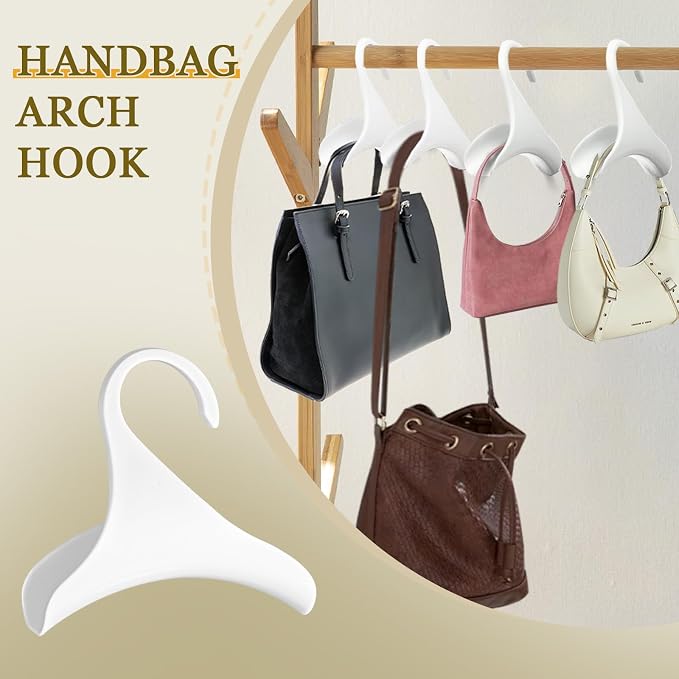 12 Pcs White Purse Hangers for Closet, Handbag Hangers for Closet, Bag Hanger, Handbag Organizer Hooks, Bag Organizer Hanging Hooks for Backpacks Satchels Tote Bag Home Storage (White)