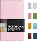 Sooez Leather Professional Business Card Book Holder Organizer, 240 Capacity Credit Card Booklet, PU Name Cards Holder Storage File for Men Women, Pink