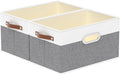 Yawinhe Fabric Storage Baskets,13.0x9.1x7.9in,White/Grey,2-Pack | Foldable Storage Bins for Shelves, Closet Bins for Organization, Collapsible Storage Baskets for Towels, Rectangle Basket