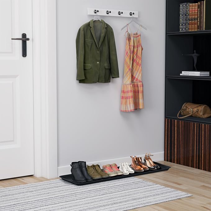 Matace 2 Pack Rubber Extra Large Shoe Tray for Entryway,Long Boot Tray,Slim Boot Mat for Indoor and Outdoor Use,16x55 in, Rectangular (Pack of 2)