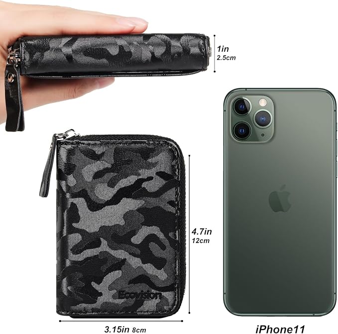 Credit Card Wallet, RFID Card Case Wallet, Zipper Card Cases Holder for Men Women, RFID Blocking, KeyChain Wallet, Compact Size Card Organizer Case for Women