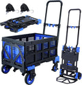 2 in 1 Hand Truck Dolly Foldable with Basket,Hand Truck Foldable with Retractable Handle,330LBS Capacity Folding Hand Cart,Portable Dolly Cart with Wheels for Moving