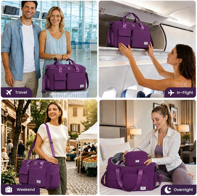 FIORETTO Women's Gym Duffle Bag with Shoes Compartment, 30L Capacity, Ideal for Travel, Gym, Sports, Duffel, Weekender