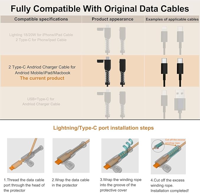 6 Magnetic Spring Cable Clip Rotatable Cord Holder Desktop Cord Organizer 2 Charging Cord Protectors for Nightstand Phone Charger Organizer Computer Desk Cable Management Appliance Adhesive Wire Strap