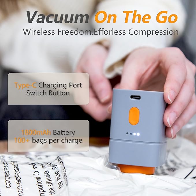 Fast-Charging Wireless Pump and 16 Pack Vacuum Compression Storage Bags,Multi-Size Combo 70% Space Saving for Clothing, Bedding & Seasonal Storage & Space Saver for Luggage