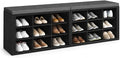 Shoe Storage Bench with Padded Seat, 18-Cubby Shoe Organizer for Entryway, 59.1" Long 700 lb Capacity, for Living Room, Bedroom, Hallway (Blackboard with Dark Gray, Linen, Sponge)