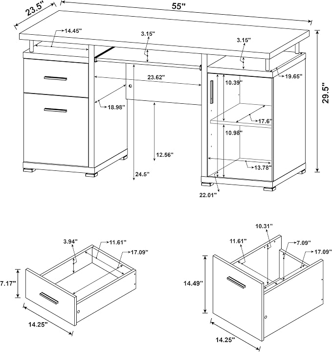 Coaster Home Furnishings - Tracy - Wood - 2-Drawer Computer Desk with Rectangular Design, Keyboard Tray, and Raised Top - Home Office - Mango - 800788