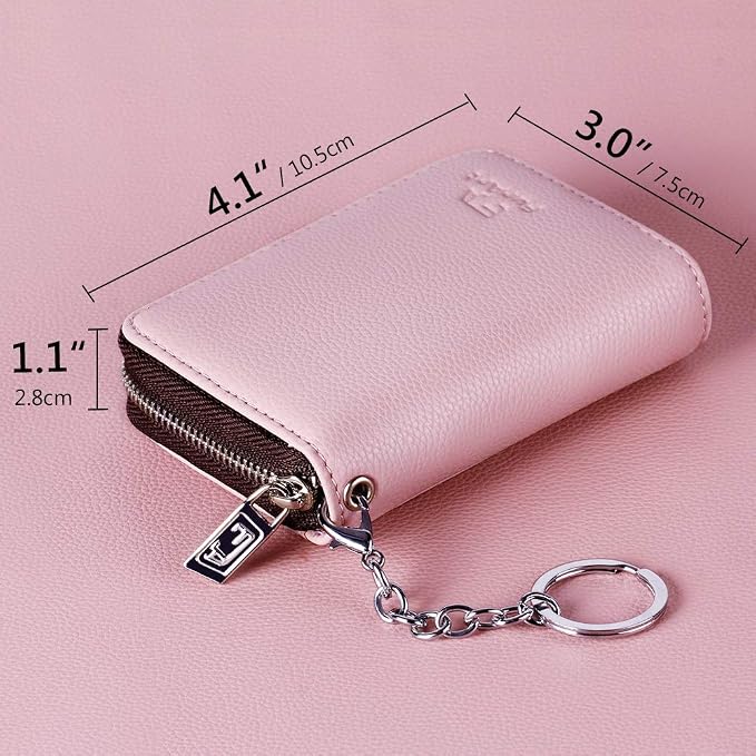 FurArt Zipper Wallet Women, RFID Blocking Credit Card Wallet, Business Card Holder, Compact Size KeyChain Wallet
