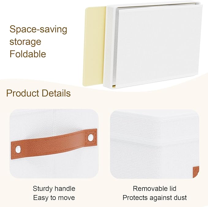 Storage Boxes with Lids, 7.1 x 9.1 x 13 Inch Storage Baskets, Closet Organizers for Shelves Organizing with Handles, White, 5-Pack