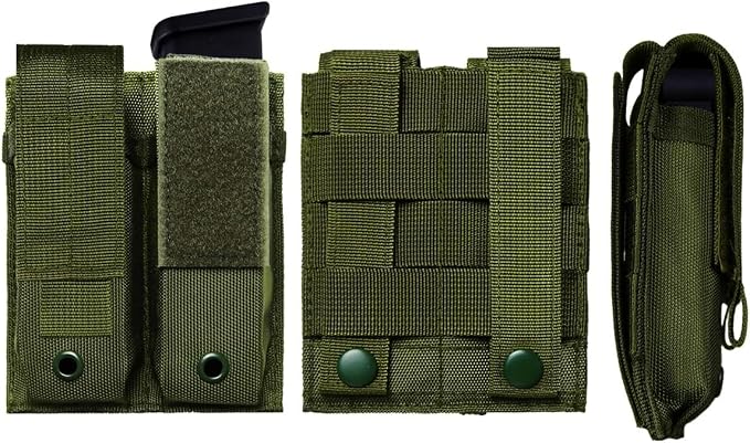 ELVO Pistol Magazine Holster, Double 9mm Mag Pouch | Open-Top Dual Magazine Holder, Tactical Belt, Molle Compatible