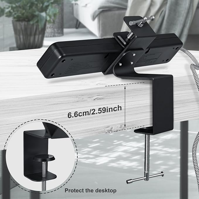 Desk Clamp for Power Strip - Removable Power Strip Holder for Desk Edge - Sturdy Table Clamp - Desk Mount for Power Strip - Fits 1.96" to 2.55" Width - Black