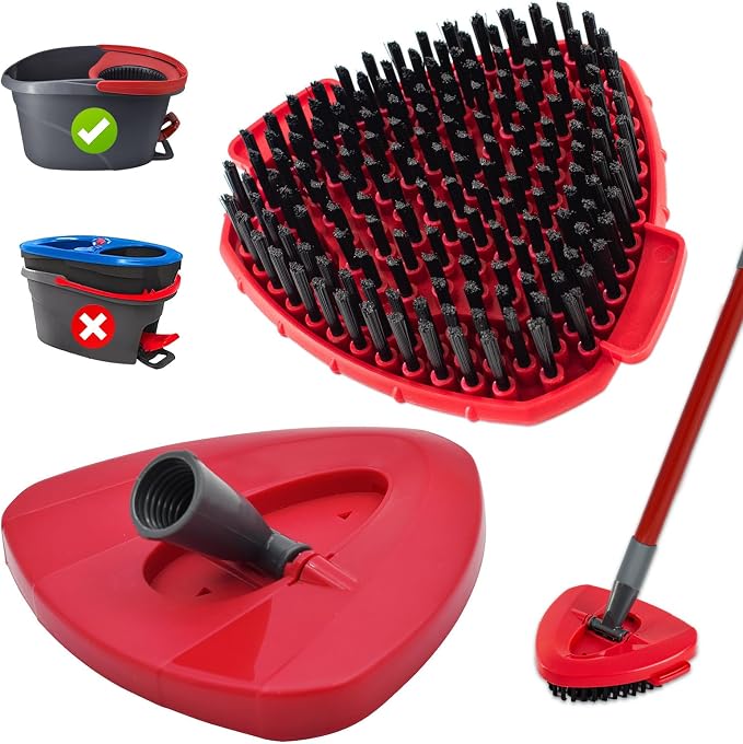 Mop Head Scrub Brush & Mop Base for O-Cedar EasyWring, Scrubber Attachment | Upgraded full bristles, no hollow center. Fits O-Cedar EasyWring spin mop. Fits ocedar mop base & spin mop scrub brush head
