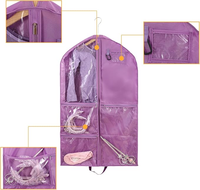 Waterproof Hanging Garment Bag,40 inch Garment Bags for Hanging Clothes,Garment Bags for Travel Storage,Dance Clothes Bag,Kids Cheer Garment Bag for Dance Costumes Cheerleading Uniform