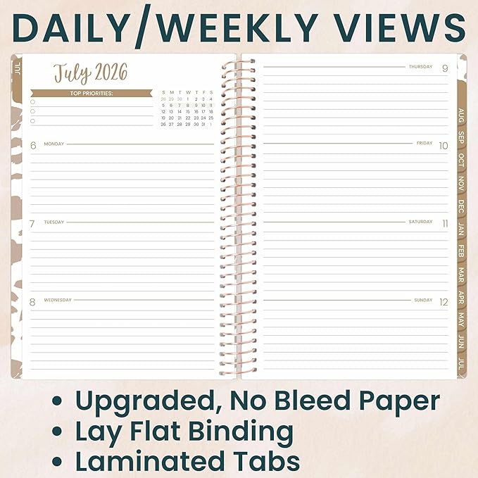 bloom daily planners 2026-2027 Planner - Academic Year (July 2026 - July 2027) Monthly & Weekly Soft Cover Planner for Women - 13 Month Calendar Agenda Book with Stickers - 5.5" x 8.25" - Tan Leopard