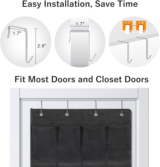 F-color Over the Door Organizer for Cruise - 24-Pocket Hanging Organizer | Tool-Free Mount with 4 Metal Hooks, See-Through Mesh Pockets, Lightweight & Foldable, Space-Saving for Travel and Daily Use